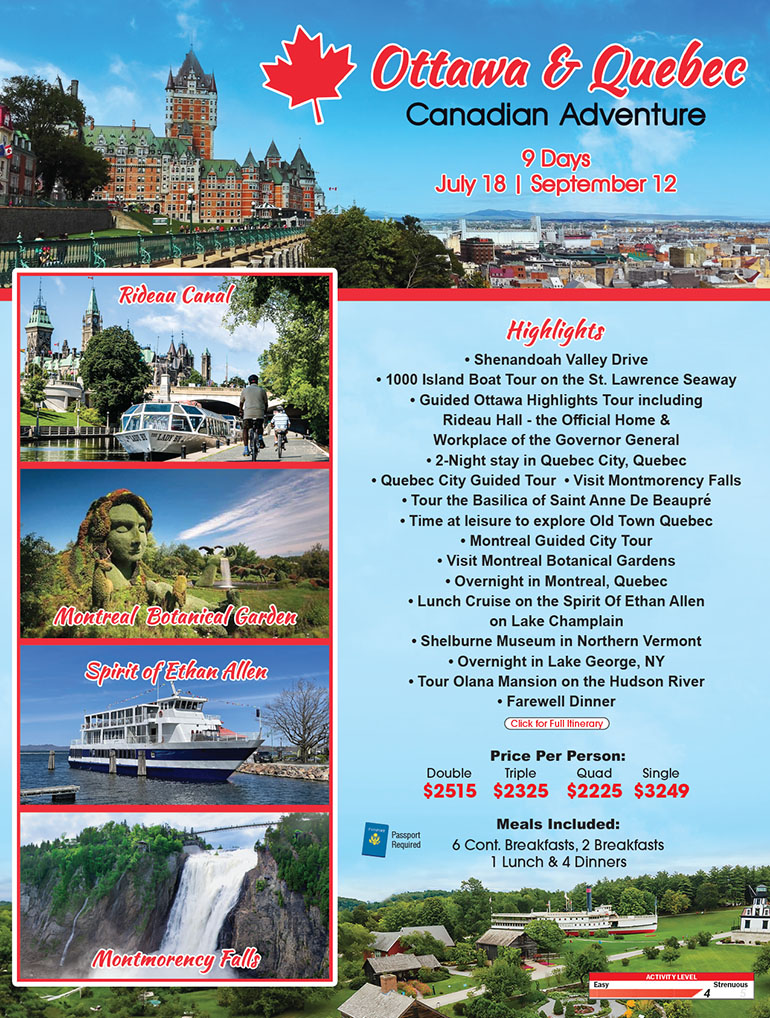 Ottawa & Quebec Canadian Adventure