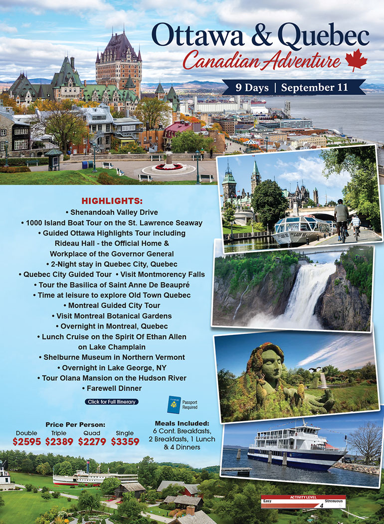 Ottawa & Quebec Canadian Adventure