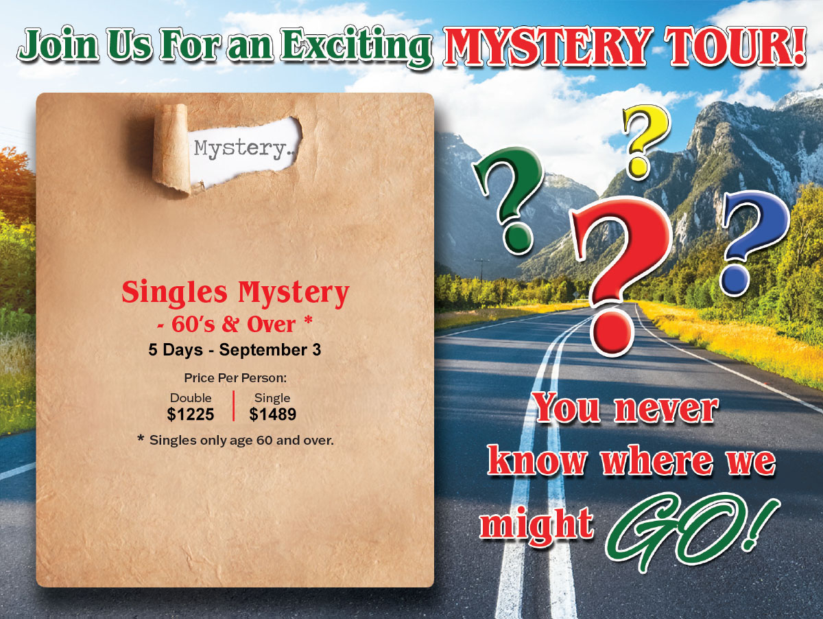 Singles Mystery Tour - 60's and Over tour image